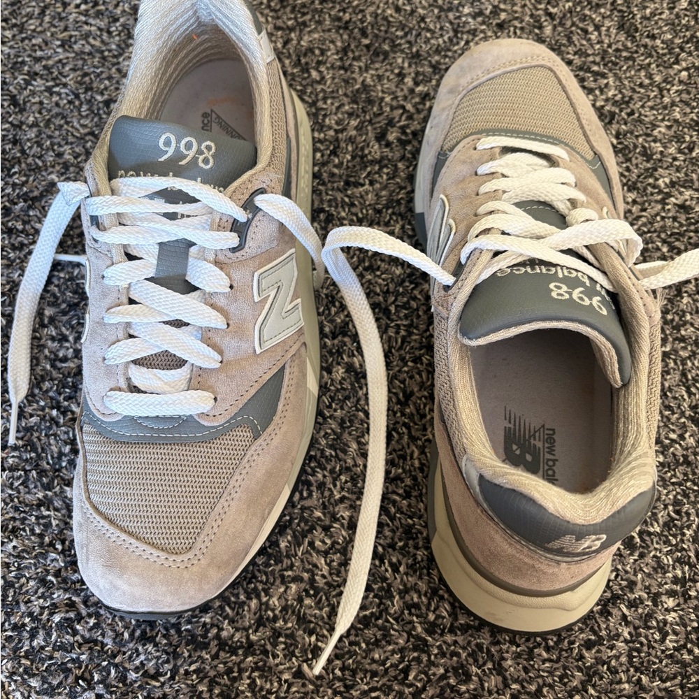 New Balance 998 Beige and Blue Sneakers